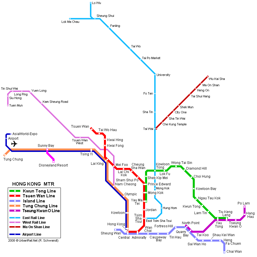 Гонконгское метро схема